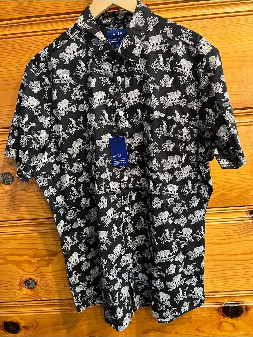 NWT Apt 9 XLT Seriously Soft Button Down Shirt Jungle Tiger Safari Novelty Print